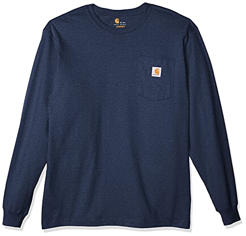 Camiseta Carhartt Men's Dearborn Loose LS, Dark Cobalt Blue Heather, Large