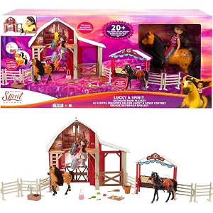 Conjunto de Juego Establo Mattel Spirit Untamed con Muñeca Lucky, Caballo Spirit Cambia de Color