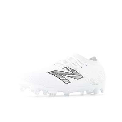 Zapato de Fútbol New Balance Unisex-Adult Furon Team FG V8, Blanco/Plateado Metálico/Negro