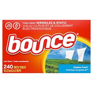 Hojas Suavizantes Bounce; Aroma Fresco al Aire Libre; 240 Unidades
