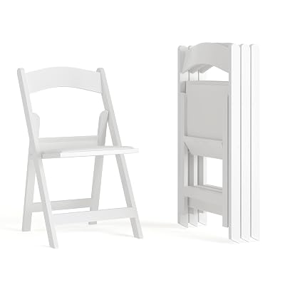 Flash Furniture Hercules Series Folding Chair - White Resin - Set of 4, 800LB Weight Capacity, Comfortable, Light Weight