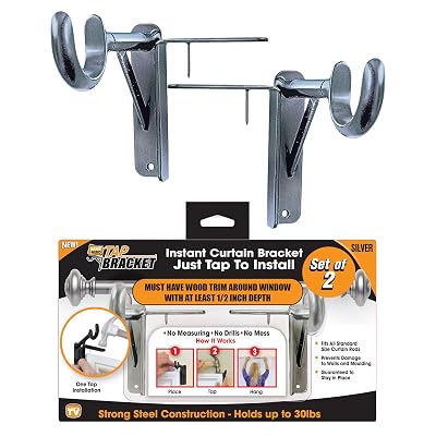 Soportes para Varilla de Cortina Spark Innovators Tap Bracket, Sin Taladro, 2 Piezas, Plateado