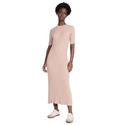 Vestido Midi Varley Women's Maeve Rib Knit, Warm Taupe, Tan, XS
