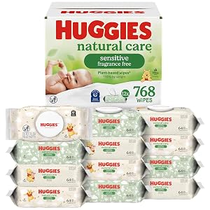 Huggies Natural Care Sensitive Baby Wipes, Unscented, Hypoallergenic, 99% Purifi