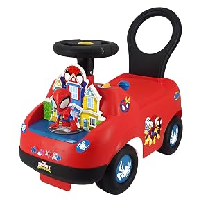 Juguete Kiddieland Lights N' Sounds Spidey Adventure Ride-On para Niños Pequeños, Tamaño Grande