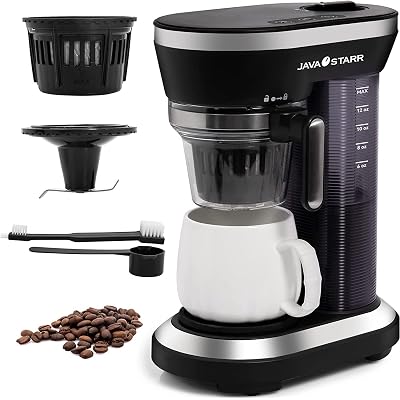 JAVASTARR Cafetera Molino y Preparado, Cafetera 2 en 1 para Una Taza con Cápsulas Compacta
