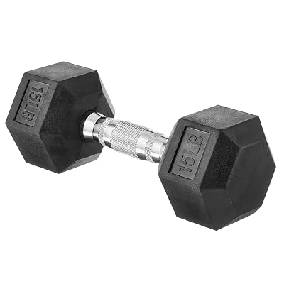Mancuerna Hexagonal de Goma Amazon Basics con Agarre Cómodo para Casa y