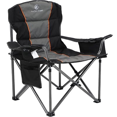 Sillas de Campamento ALPHA CAMP Extragrandes Totalmente Acolchadas con Soporte Lumbar, 1PC
