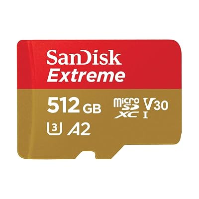 Tarjeta de memoria microSDXC SanDisk 512GB Extreme UHS-I con adaptador SD, lectura 160MB/s,