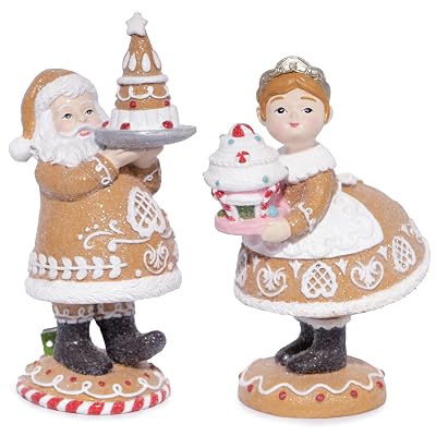 Hodao Adornos Navideños de Pan de Jengibre - 2 Piezas Resina Jengibre Señor y Señora Santa
