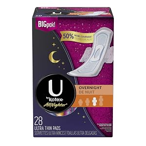Toalla Sanitaria U by Kotex, Allnighter Overnight Ultra Thin, 40 Unidades
