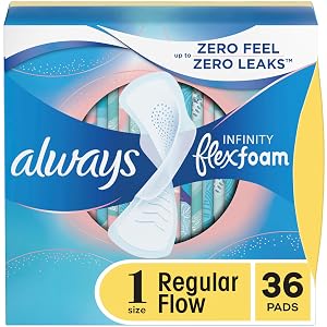 Toallas Femeninas Always Infinity para Mujeres, Tamaño 1 Absorbencia Regular, con Alas,