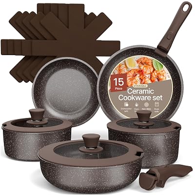 Bakken- Juego de Utensilios de Cocina Suizos - Revestimiento Antiadherente de Granito, Ollas y Sartenes
