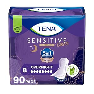 Pañales TENA Sensitive Care para la noche, Mujeres, Cobertura Extra 90ct