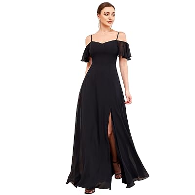 Vestidos de Noche Maxi Ever-Pretty para Mujeres con Cuello en V, Lentejuelas, Tul y Mangas Cortas Bidycon