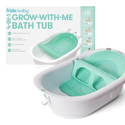 Bañera Frida Baby 4-en-1 Crece Conmigo para Recién Nacidos hasta Niños Pequeños, Plástico, con Re