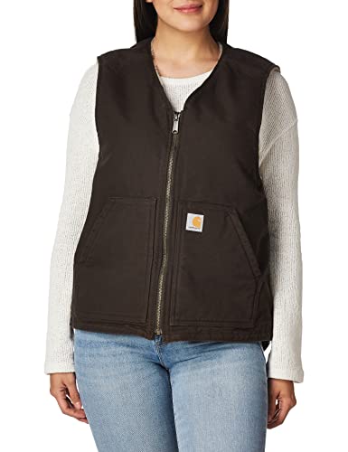 Chaleco Carhartt para Hombre en Lona Lavada Resistente, Café Oscuro, XX-Large