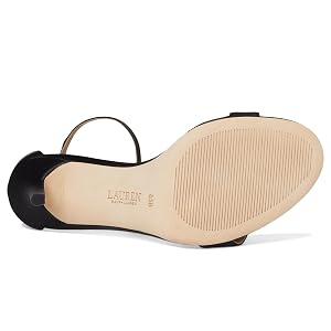 Sandalias de satén Lauren Ralph Lauren para mujer, Allie con hebilla pavé, negro, 6 Medium