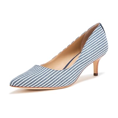 Lauren Ralph Lauren Women's Adrienne Striped Canvas Pump, RFND Navy/Natural/RFND Navy, 9.5