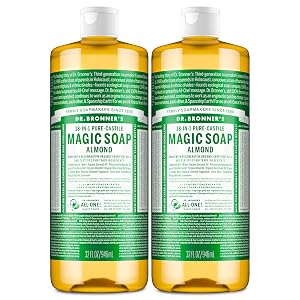 Jabón Líquido Puro de Castilla Dr. Bronner's Almendra, Limpiador Corporal, 32 oz Paquete de 2