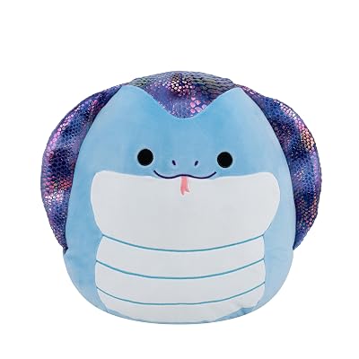 Squishmallows Original 14in Suzmac la Cobra Azul con Espalda de Escamas Iridiscentes - O
