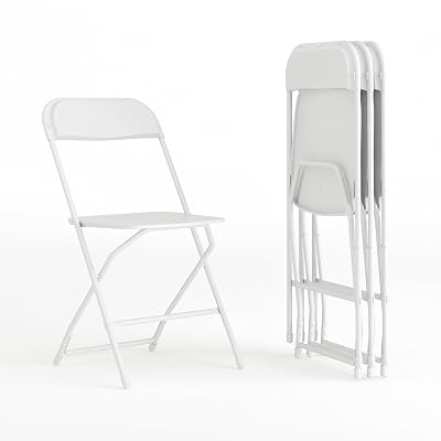 Silla Plegable de Plástico Flash Furniture Hercules Series - Blanca - Paquete de 4 Capacidad 650LB