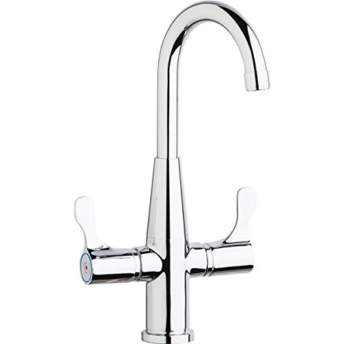 Grifo Elkay LKD2223C para Montaje en Cubierta con Pico Cuello de Ganso y Manijas Duales de Palanca