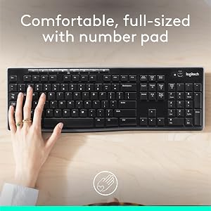Teclado Inalámbrico Tamaño Completo Logitech K270 para Windows - Negro