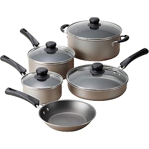Juego de Utensilios de Cocina Antiadherentes Tramontina de 9 Piezas, Champagne