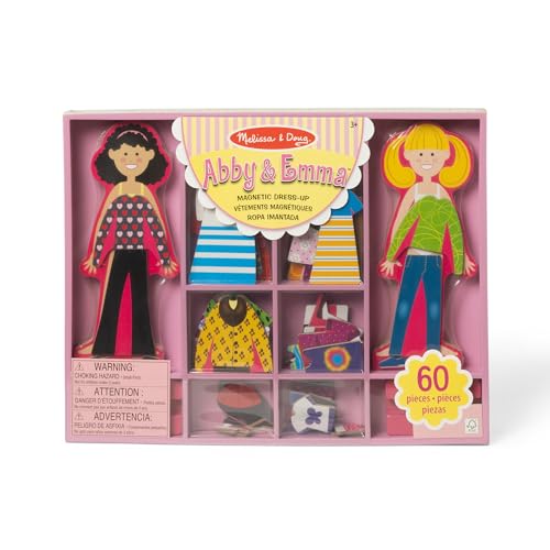 Melissa & Doug Abby & Emma Juego de Muñecas de Madera con Ropa Magnética