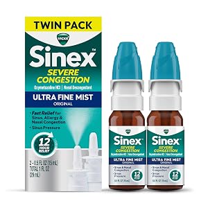 Spray Nasal Vicks Sinex SEVERE CONGESTION, Spray Original Ultra Fine Mist para la Nariz