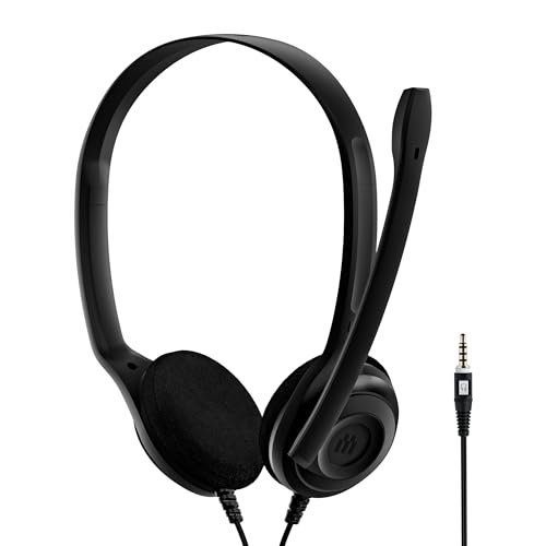 Auriculares EPOS PC5 Chat con cable para PC conector 3,5 mm - Audífonos ligeros tipo vincha, con cancelación de ruido