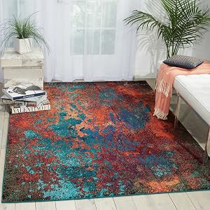 Tapete Nourison Home Celestial Atlantic 3'11" x 5'11" - Fácil de Limpiar, Que No Suelta Pelusa