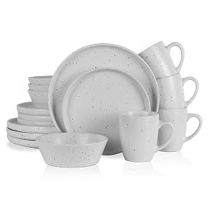 Servicio de Vajilla Stone Lain Jade Stoneware de 16 Piezas para 4 Personas, Blanco