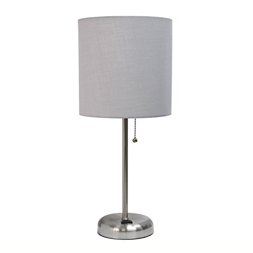 Lámpara de Escritorio Simple Designs LT2024-GRY Tipo Varilla Acero Cepillado con Toma de Carga
