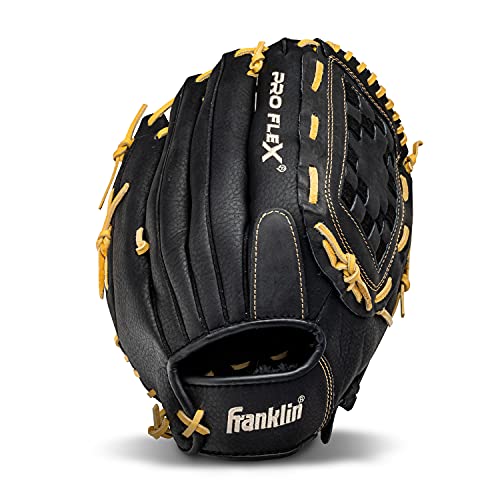 Guante de Béisbol Franklin Sports Pro Flex para Mano Derecha, 13 Pulgadas, Negro/Marrón