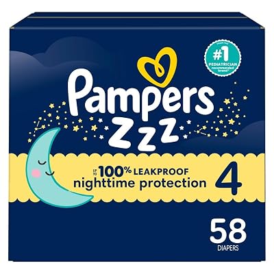Pañales Pampers ZZZ Overnight, Talla 4 (15-34 lbs), 58 unidades, Protección nocturna