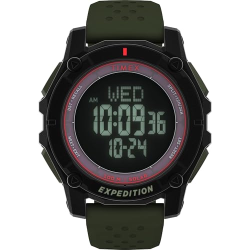 Reloj Timex Expedition Ridge para hombre 49mm - Correa verde Pantalla digital Esfera negativa B