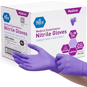 Guantes de Examen Nitrilo sin Polvo MedPride, Mediano, Caja/1000 (100 Unidades (Paquete de