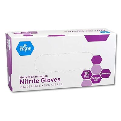 Guantes de Examen Nitrilo sin Polvo MedPride, Talla Grande, 100 Piezas (Paquete de 10)