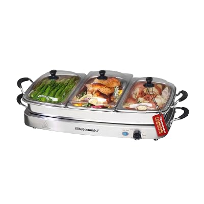 Elite Gourmet EWM-9933 Buffet Server, Oven Safe, 7.5 Qt, Stainless Steel