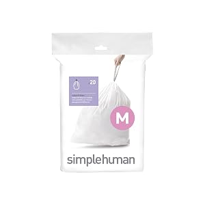 Bolsas de Basura simplehuman Code M Custom Fit con Cordón en Paquetes Dispensadores, 20 Unidades
