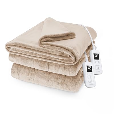 Manta Eléctrica Calefactable Sunbeam Royal Posh Velvet Tamaño Queen, 90" x 84", 12 Niveles de Calor