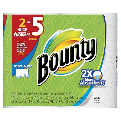 Bounty 76213 Toallas de Papel, Tamaño Seleccionable, 138 Hojas de 2 Capas, Paquete de 2 - Cantidad 6