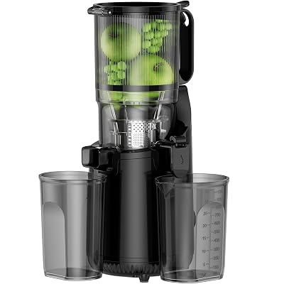 Exprimidor en Frío, Amumu Máquinas Lentas Masticadoras con Tolva de Alimentación Extra Grande de 5.3"
