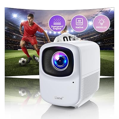 Proyector Liene Native 1080P para Exterior/Interior Mini Proyector Inteligente, 400 ANSI 9500