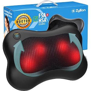 Masajeador de Espalda y Cuello Zyllion ZMA-13 con Calor para Alivio del Dolor, Negro