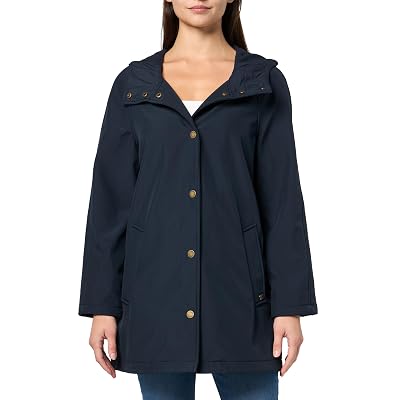 Abrigo de lluvia Tommy Hilfiger para mujer tipo A-line con cierre de botones a presión, Softshell, Navy, S