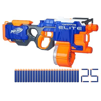 Lanzador Motorizado Nerf HyperFire Elite, Tambor de 25 Dardos, Dispara Hasta 5 Dardos Por Se