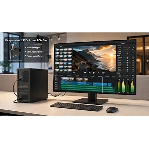 Enclosure/Adaptador Móvil de 4 Bahías Removibles M.2 NVMe PCIe a PCIe 5.0 x16